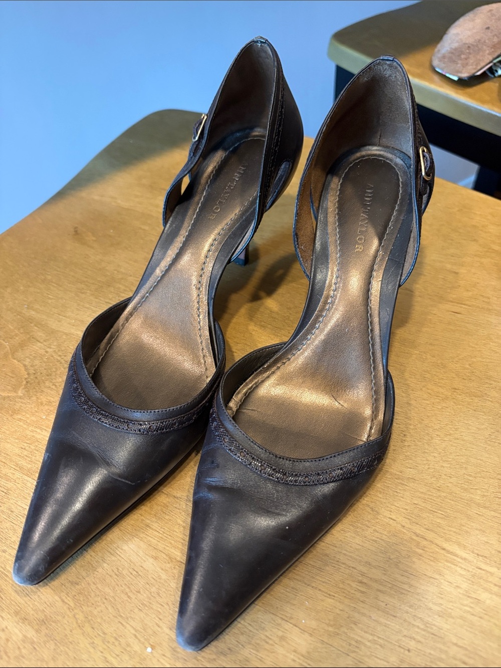 Ann Taylor Brown Pointed D'Orsay Pumps